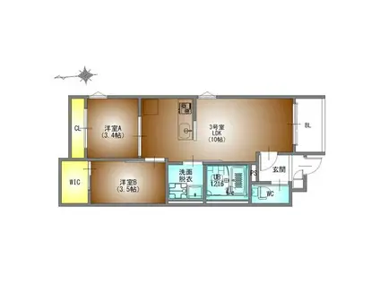 REGALEST名古屋駅前(2LDK/3階)の間取り写真