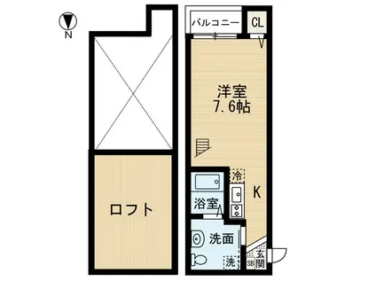 ベルタ美野島(ワンルーム/2階)の間取り写真