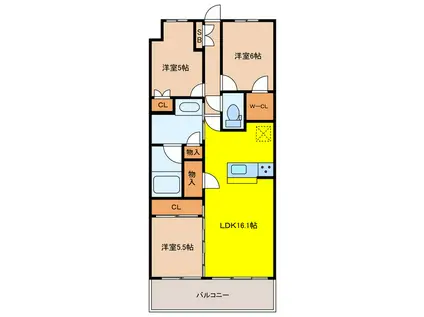 プラウド宇都宮(3LDK/12階)の間取り写真