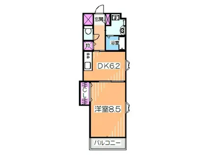 ベェルヴェル美原(1DK/2階)の間取り写真