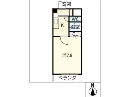 マンションローズVII(1K/3階)の間取り写真