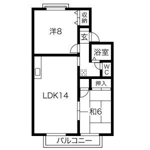 MUヒルズ茜部(2LDK/2階)の間取り写真