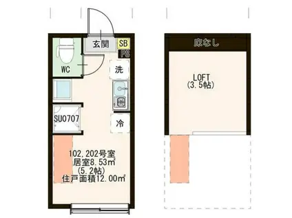 キュリア上井草(ワンルーム/1階)の間取り写真