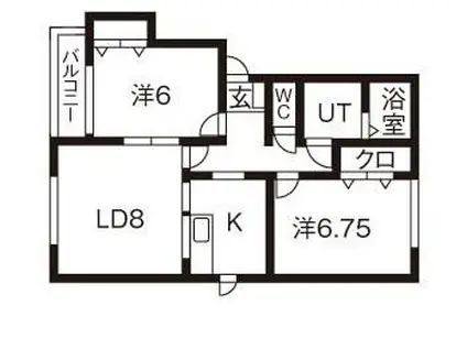 アップルヴィレッジT棟(2LDK/1階)の間取り写真