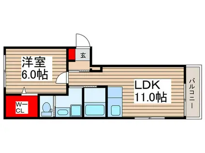 パールガーデン川越E棟(1LDK/2階)の間取り写真
