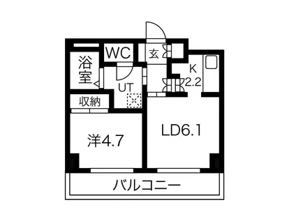 ホープ北21(1LDK/4階)の間取り写真