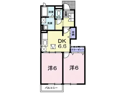 カーサヴェルデ(2DK/1階)の間取り写真