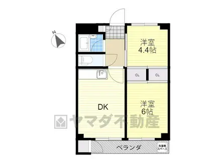 宮リバーハイツ(2DK/1階)の間取り写真