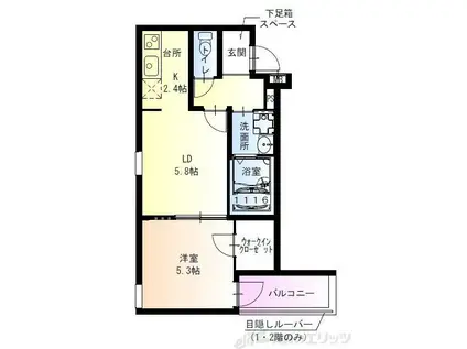 フジパレス上新庄駅北I番館(1LDK/3階)の間取り写真