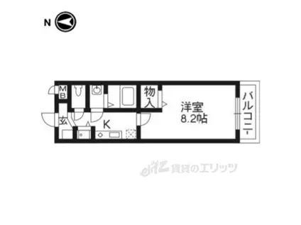 シェルブール西院(1K/3階)の間取り写真