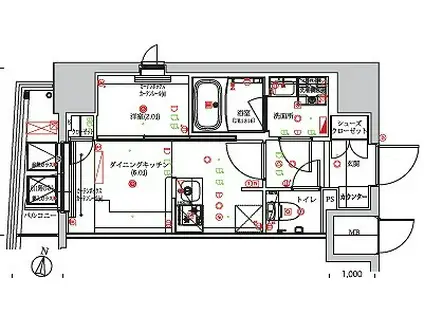 フェルクルールプレスト池袋ウエスト(1K/13階)の間取り写真