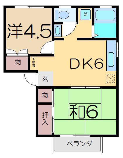 コーポ不二美(2DK/2階)の間取り写真