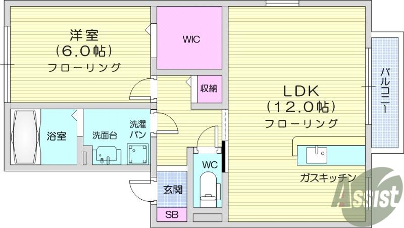 アムール・ド・メゾンⅡ番館(1LDK/1階)の間取り写真