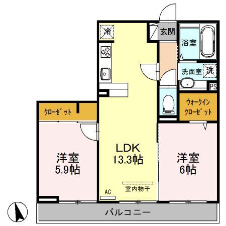 ブラウンヒルズ(2LDK/2階)の間取り写真