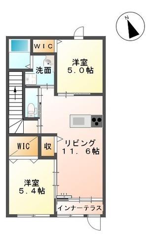 GRACE COURT(2LDK/2階)の間取り写真