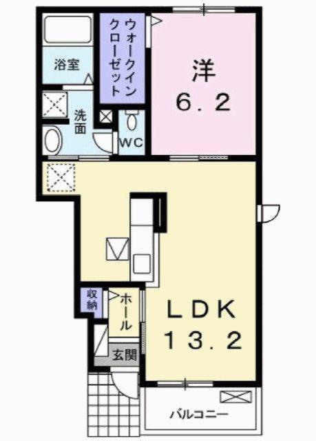 エレガンテ ヴィラIII(1LDK/1階)の間取り写真