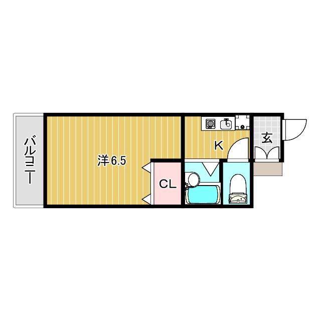 ハイツ北口(1K/1階)の間取り写真