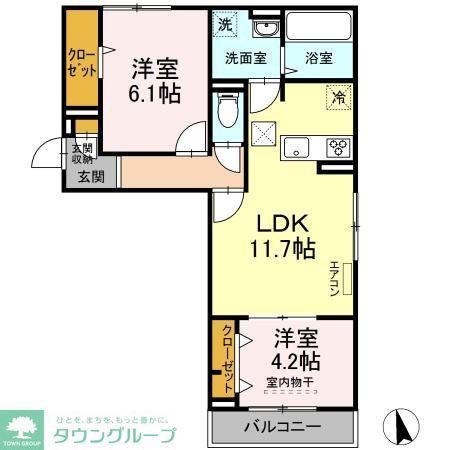 サニーサイド(2LDK/1階)の間取り写真