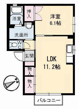 クレスト21A棟(1LDK/2階)の間取り写真