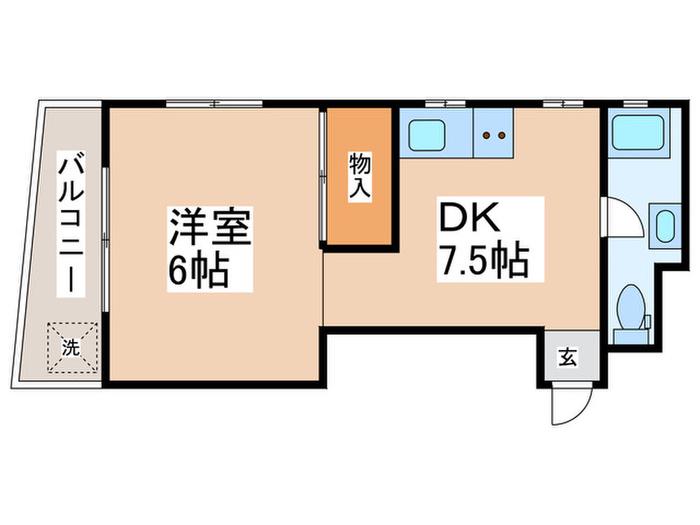 吉本ビル(1DK/4階)の間取り写真