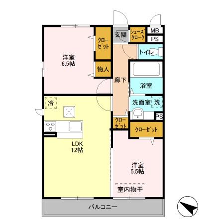エス・ストーク(2LDK/3階)の間取り写真