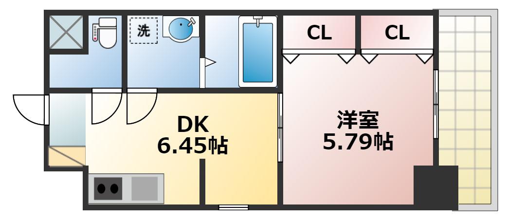 グランシャイニー(1DK/6階)の間取り写真