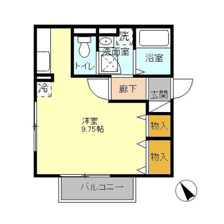 グリーンコテージD(ワンルーム/1階)の間取り写真