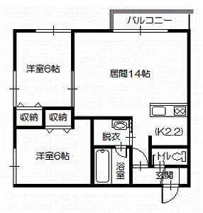 ベルオーブ(2LDK/3階)の間取り写真