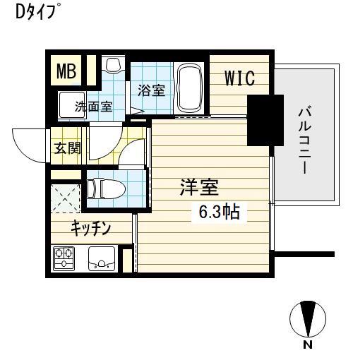エスライズ御堂筋本町(1K/5階)の間取り写真