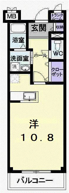 パラディーゾ春日町(ワンルーム/2階)の間取り写真
