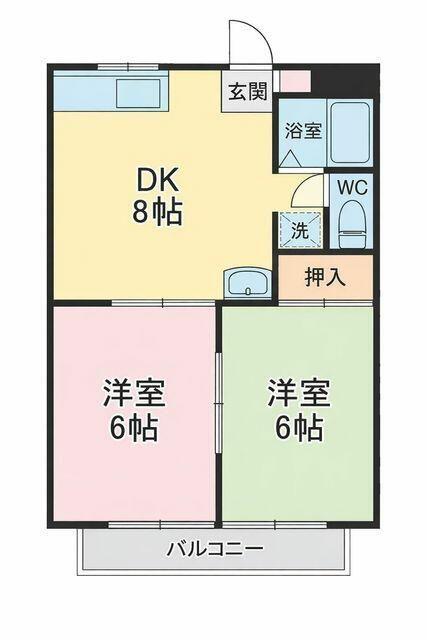 クイーンズⅡ(2DK/2階)の間取り写真