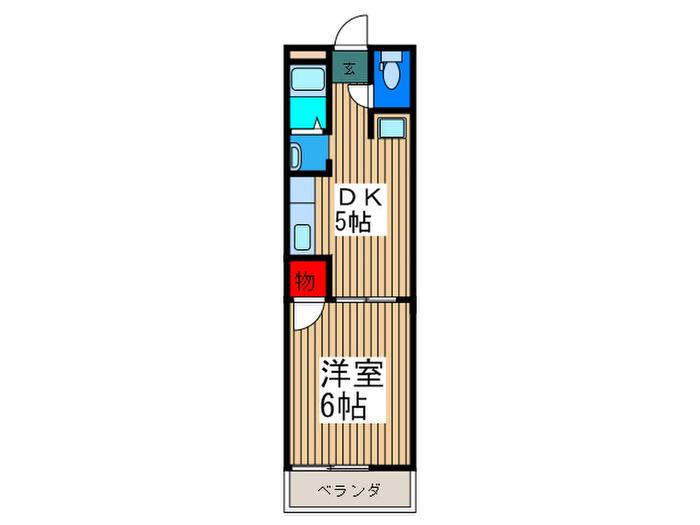 0KIコーポII(1DK/2階)の間取り写真