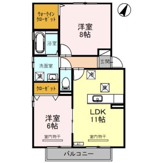 リビングタウン北上尾A棟(2LDK/1階)の間取り写真