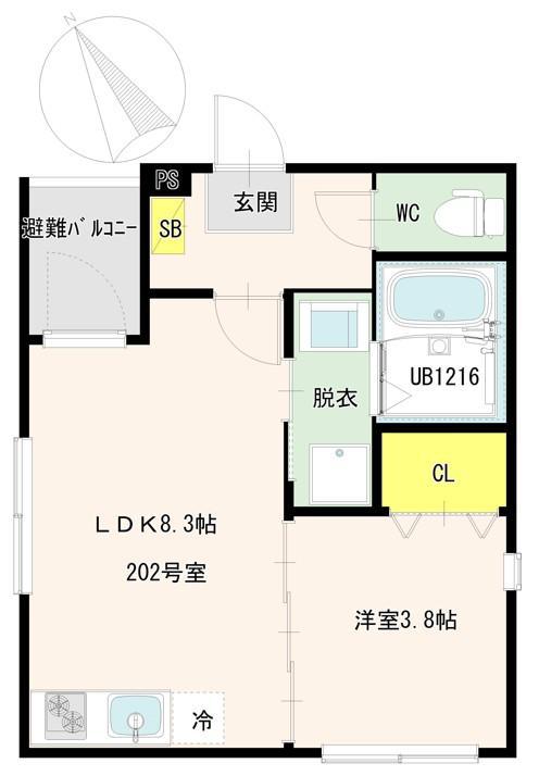 PRIME智明(1LDK/2階)の間取り写真