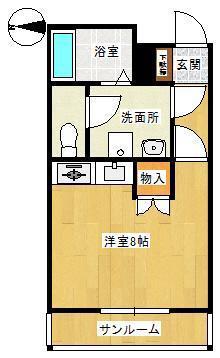 防府戎ビル(ワンルーム/8階)の間取り写真