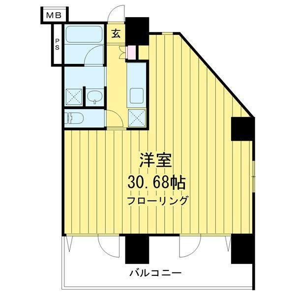 フラット中目黒(1K/6階)の間取り写真