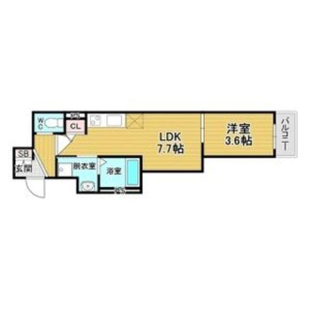 グランツ喜連(1LDK/1階)の間取り写真