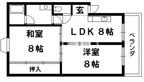 コーポラス桃山(2DK/3階)の間取り写真