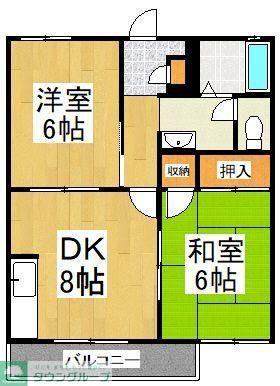 シャモニー小山A(2DK/1階)の間取り写真