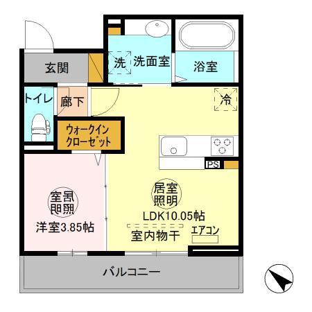 エトワール青木(1LDK/2階)の間取り写真