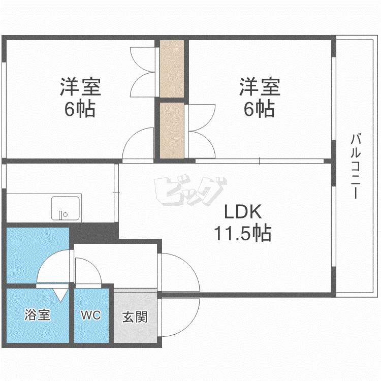 大光参番館(2LDK/2階)の間取り写真