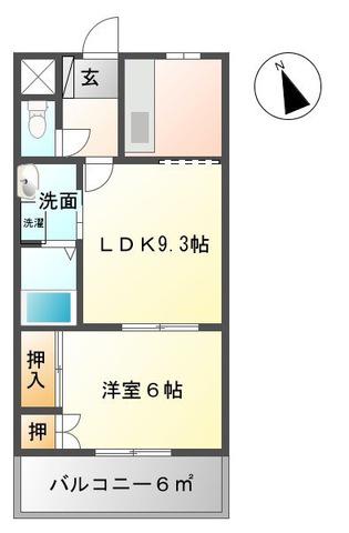 ピュアタウン(1LDK/2階)の間取り写真