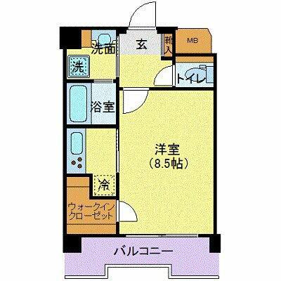 恵比寿パークテラス(1K/5階)の間取り写真