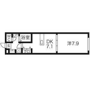 アスコット古川III番館(1DK/1階)の間取り写真