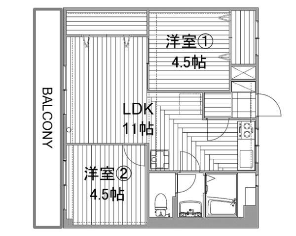 第16上野ビル(2LDK/4階)の間取り写真