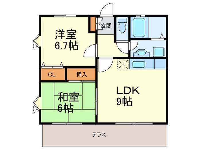 ティアラMII(2LDK/1階)の間取り写真