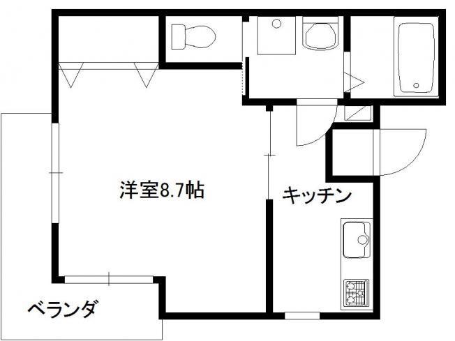 ウェーブハウス(1K/1階)の間取り写真