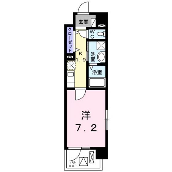 オンフォレスト吉島(1K/6階)の間取り写真