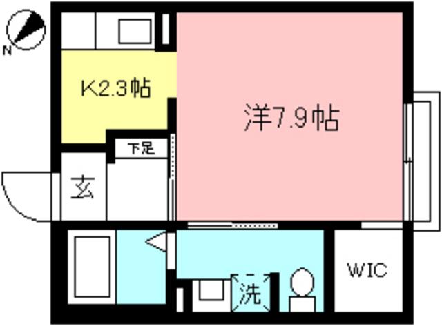 ビアンボヌール(1K/1階)の間取り写真