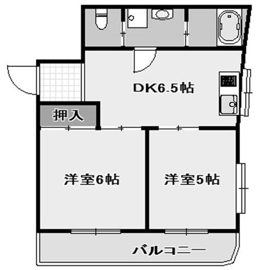 サンビルダー三宮(2DK/8階)の間取り写真
